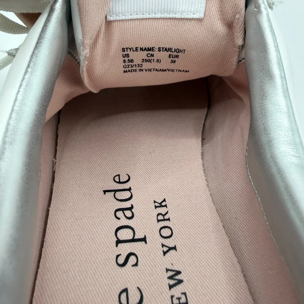 Kate Spade Starlight White Leather Celestial Wedding Sneakers 8.5B Y2K Luxe